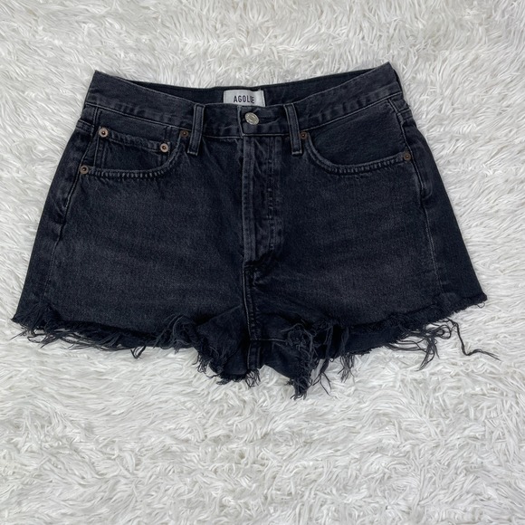 Agolde Pants - Agolde Shorts Womens 25 Black Denim Cut Off‎ Jeans High Waist Button Fly Frayed